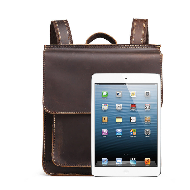 New Crazy Horse Leather Men's Backpack - Genuine Retro Design - ArtOm_farm™ LEATHER