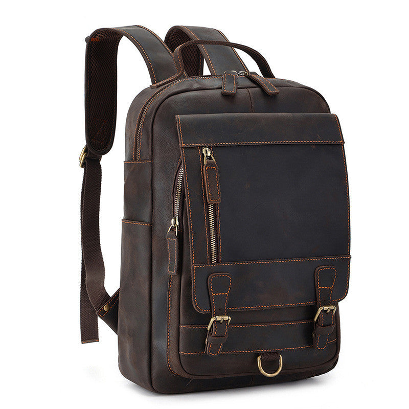 Men's Crazy Horse Leather Backpack - Large Capacity Durable Design - ArtOm_farm™ LEATHER 