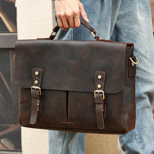 Men's Vintage Leather Handbag - Stylish and Durable Design - ArtOm_farm™ LEATHER 
