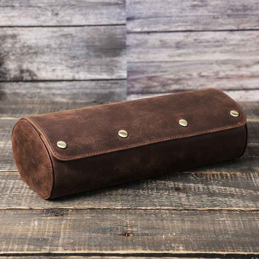 Vintage Leather Watch Storage Box - Crazy Horse Leather 4 Watch Capacity