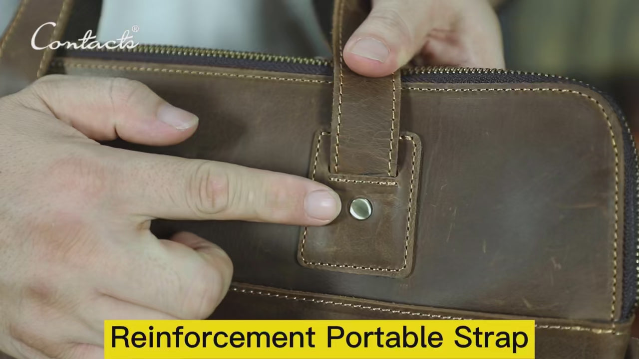 Crazy Horse Leather Shoulder Bag for Men – Vintage Style