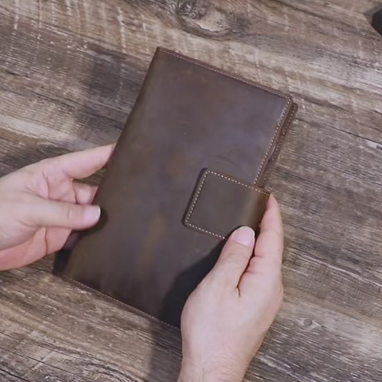 Black Angel Leather Passport Holder with Anti-Loss Alarm Device - Retro Crazy Horse Genuine Leather Travel Bag