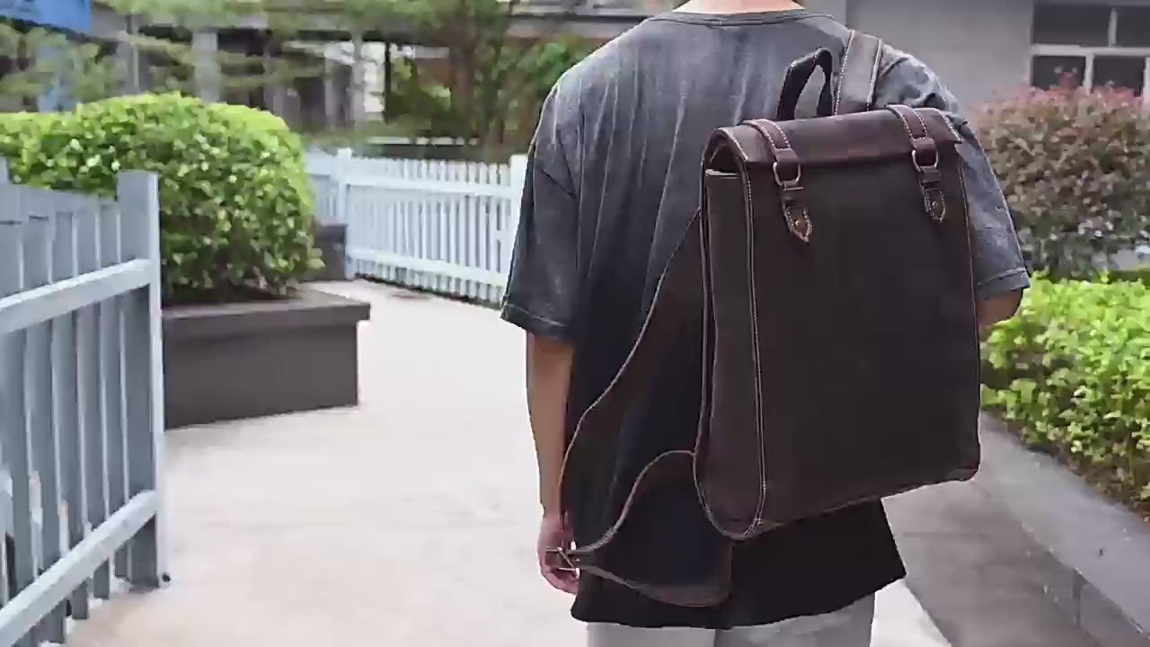 Men's Vintage Leather Backpack - Handmade Genuine Leather Bag

