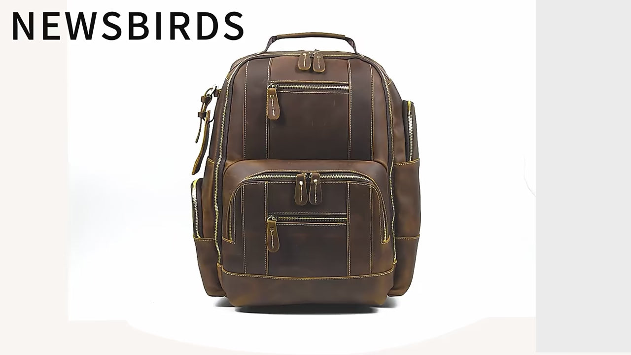 European and American Retro Leather Backpack - Crazy Horse Leather Outdoor Bag


