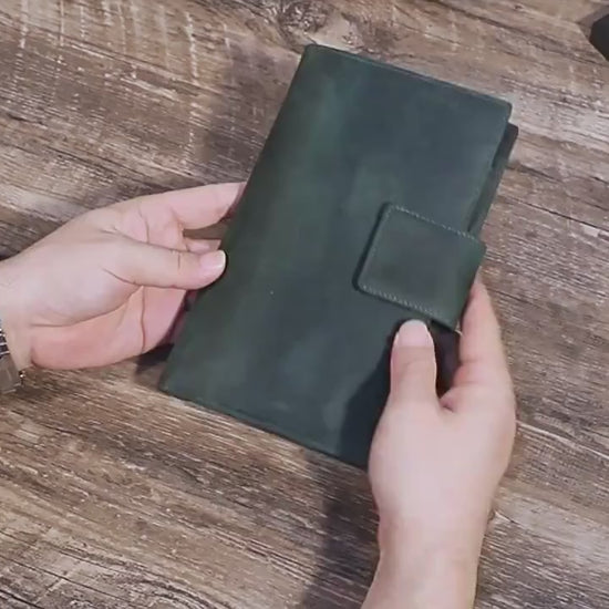 Black Angel Leather Passport Holder with Anti-Loss Alarm Device - Retro Crazy Horse Genuine Leather Travel Bag

