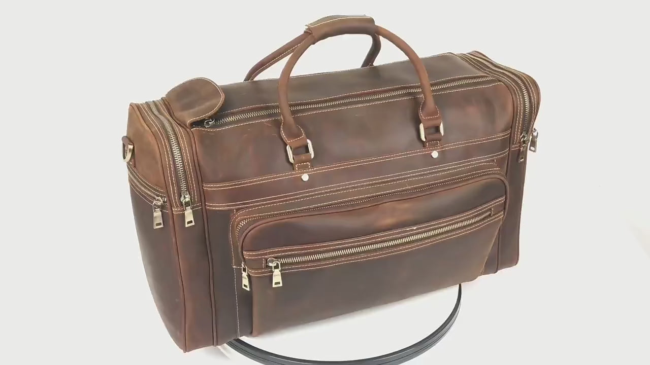 Luggage Crazy Horse Leather Travel Luggage for Long-Distance Journeys

