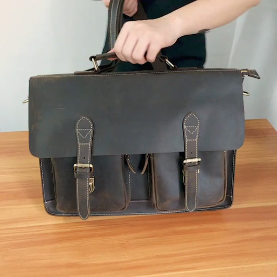 Crazy Horse Leather Handbag Shoulder Messenger Bag for Stylish Convenience

