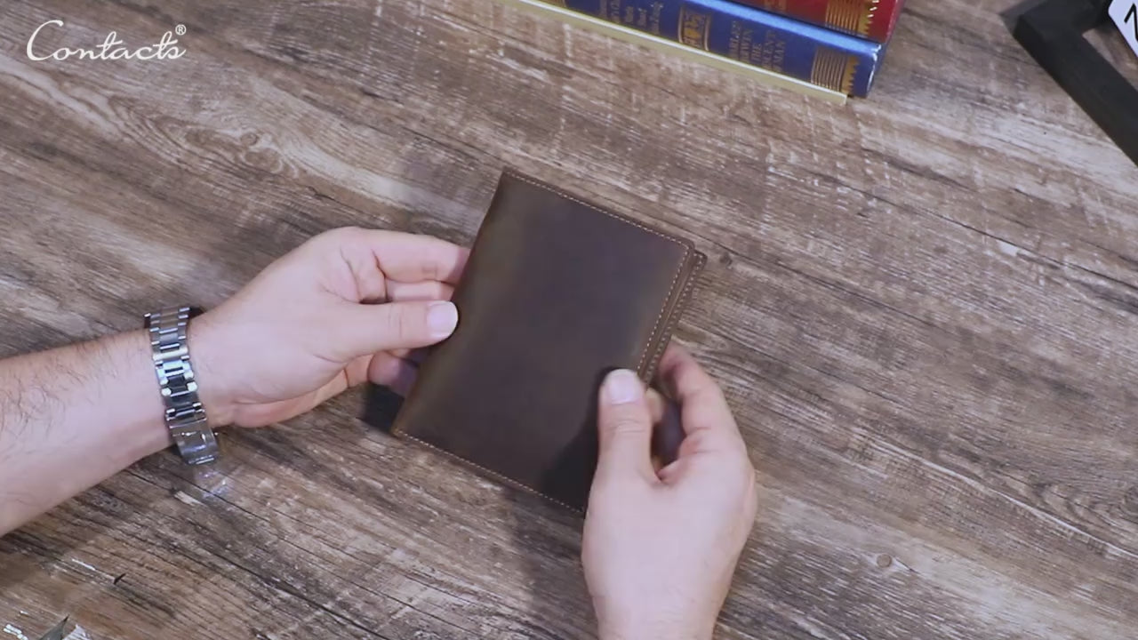 Retro Leather Anti-theft Document Holder - Crazy Horse Leather Swiping Package

